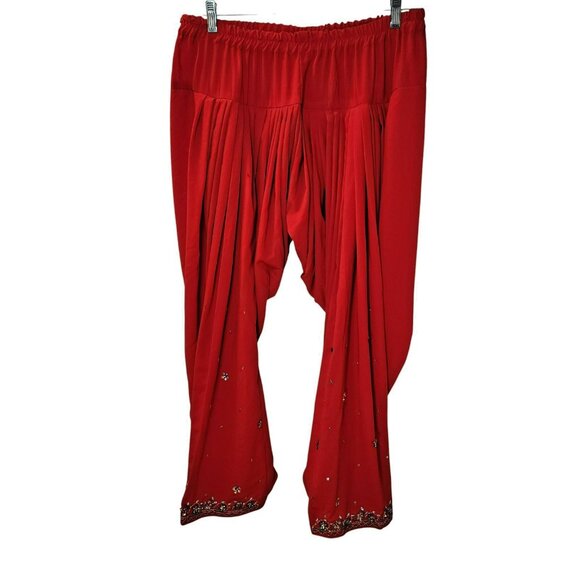 Punjabi Suit Est. L Red Black 3pc Embroidered + Bells Dupatta Desi Festival Y2K - Picture 13 of 15